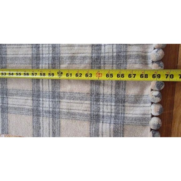 J. Crew Plaid Scarf Wool Wrap Womens Scarf Pom Pom Tassel A001448 - Picture 9 of 10